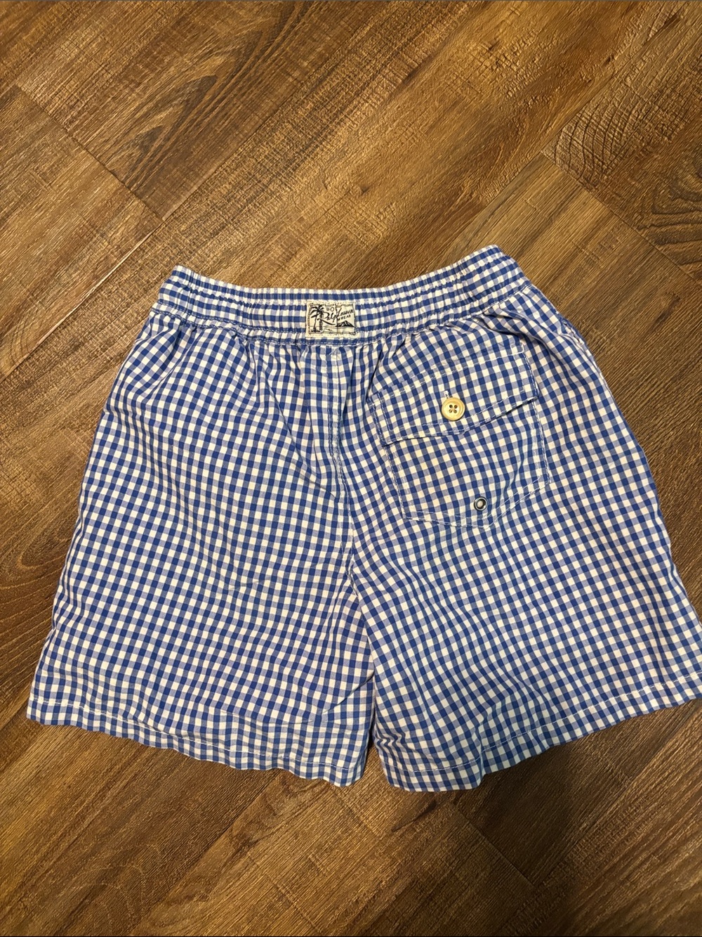 Boy’s Ralph Lauren Blue and White Gingham Swim Trunks - Picture 5 of 7